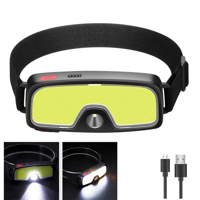 New Upgrade Portable LED Head Lamp Built-in 1200mah Battery COB Headlight USB-C Rechargeable Waterproof Torch Camping Flashlight