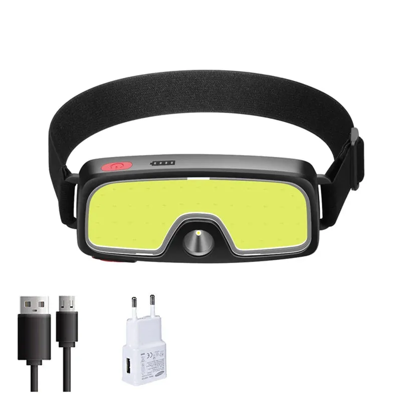 New Upgrade Portable LED Head Lamp Built-in 1200mah Battery COB Headlight USB-C Rechargeable Waterproof Torch Camping Flashlight