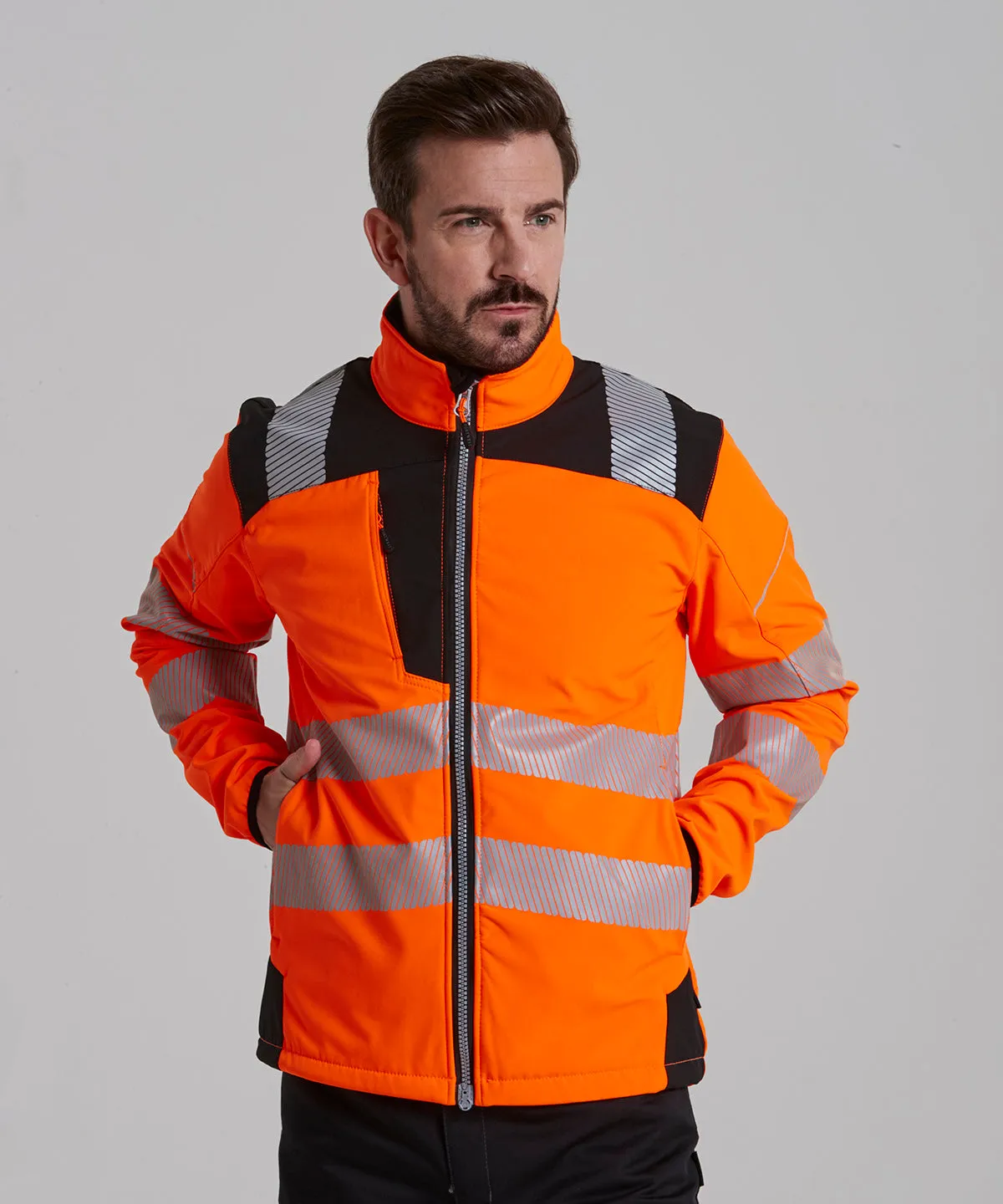 Orange/Black - PW3 Hi-vis softshell jacket (T402)