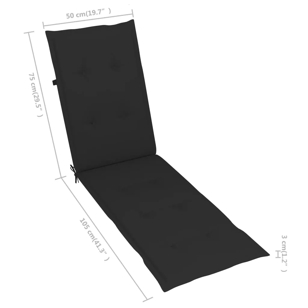 Outdoor Deck Chair with Footrest and Cushion Solid Acacia Wood