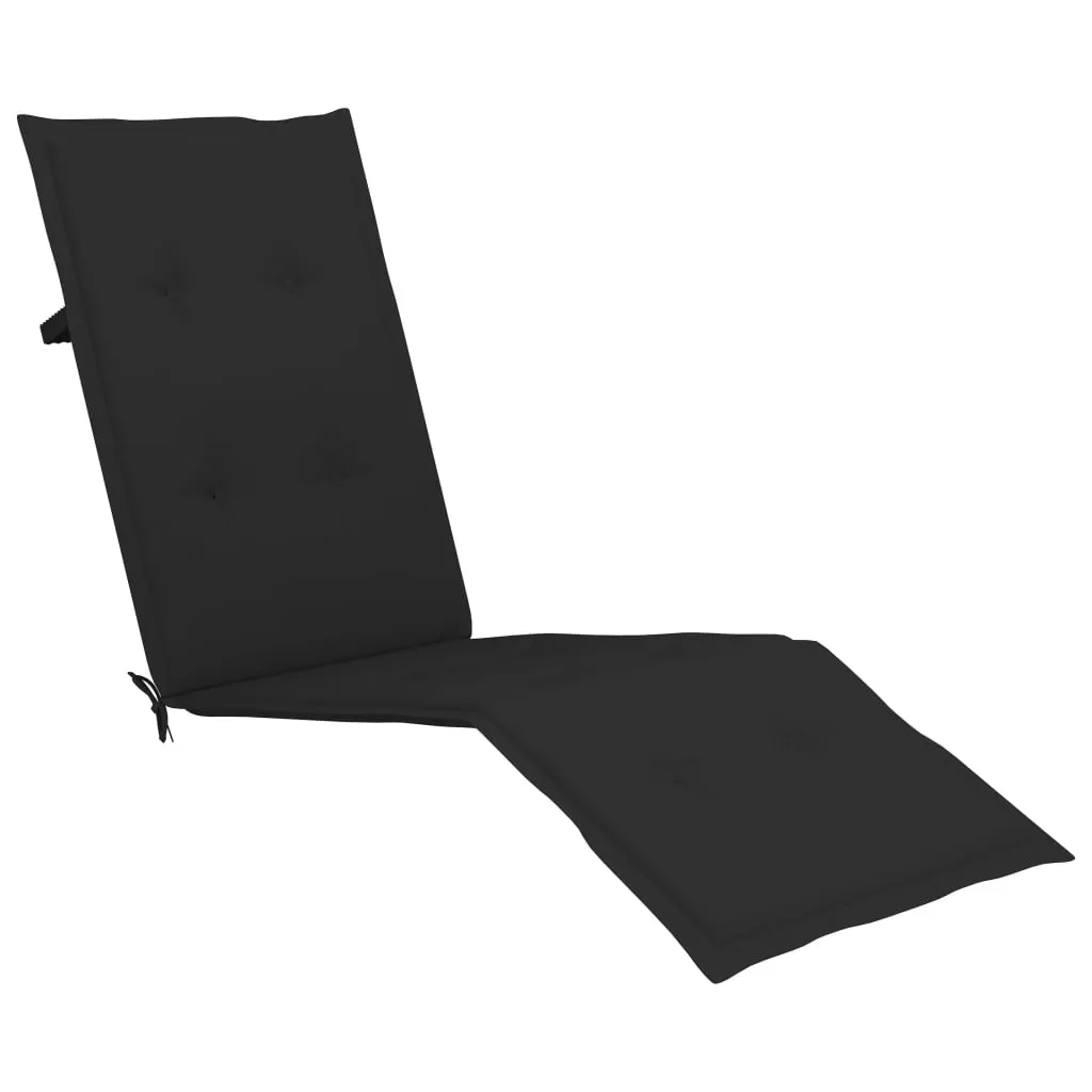Outdoor Deck Chair with Footrest and Cushion Solid Acacia Wood