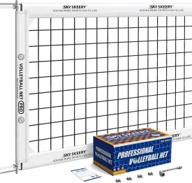 Professional Volleyball Net,Official Size 32??3.3FT,Equipped with Double Steel Cables with 3.3FT Double Side Bars,Portable Volleyball Net for Backyard,School,Courts(PRO)