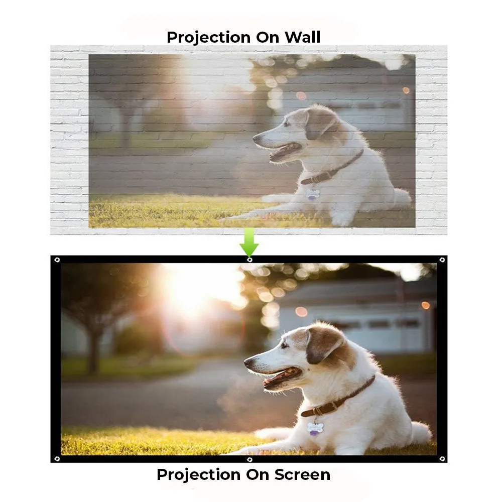 Projector Screen, 16:9 Foldable Anti-Crease 4K Full HD Home Theater Projection Screen For Office Presentation Indoor Outdoor