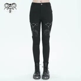 PT214 Punk Twill decorative Faux Leather Leg Loop Trousers