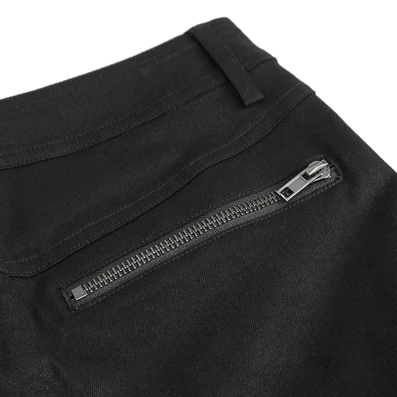 PT214 Punk Twill decorative Faux Leather Leg Loop Trousers