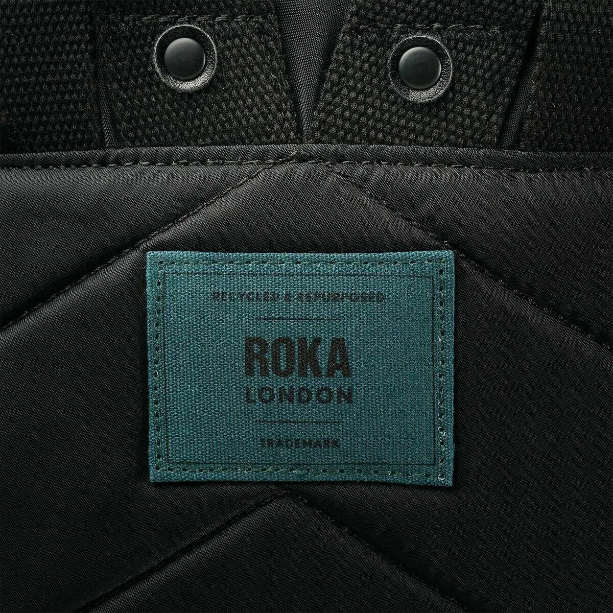 Roka Bantry B Small All Black Recycled Nylon Backpack - Black/Teal
