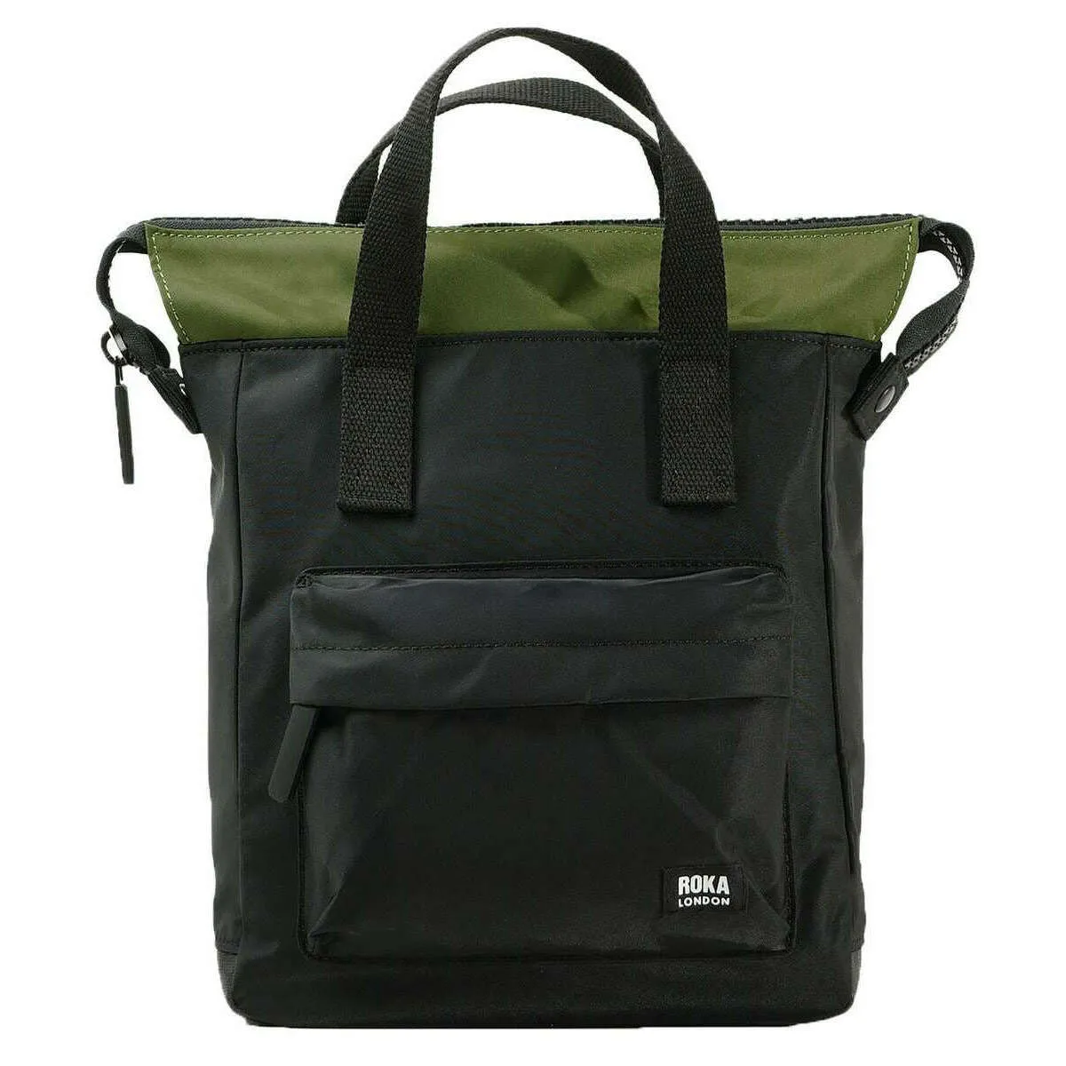 Roka Bantry B Small Creative Waste Two Tone Recycled Nylon Backpack - Black/Avocado Green
