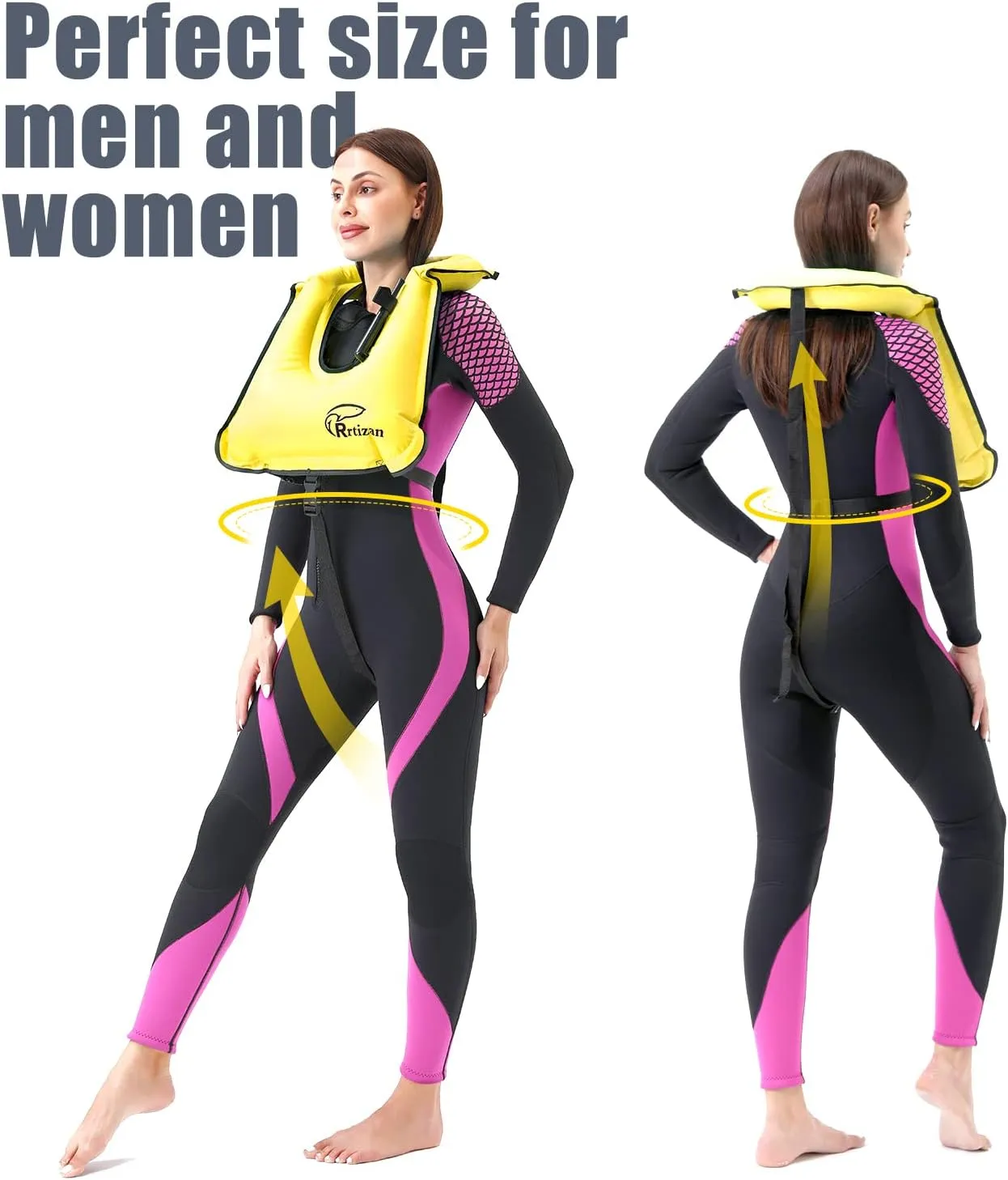 Rrtizan Snorkel Vests for Adults, Inflatable Snorkel Vest, Snorkeling Vest Adult for Swimming, Kayaking, Free Diving, Boating, Portable Swim Vest for Men & Women Load up to 220 Ibs