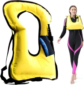 Rrtizan Snorkel Vests for Adults, Inflatable Snorkel Vest, Snorkeling Vest Adult for Swimming, Kayaking, Free Diving, Boating, Portable Swim Vest for Men & Women Load up to 220 Ibs
