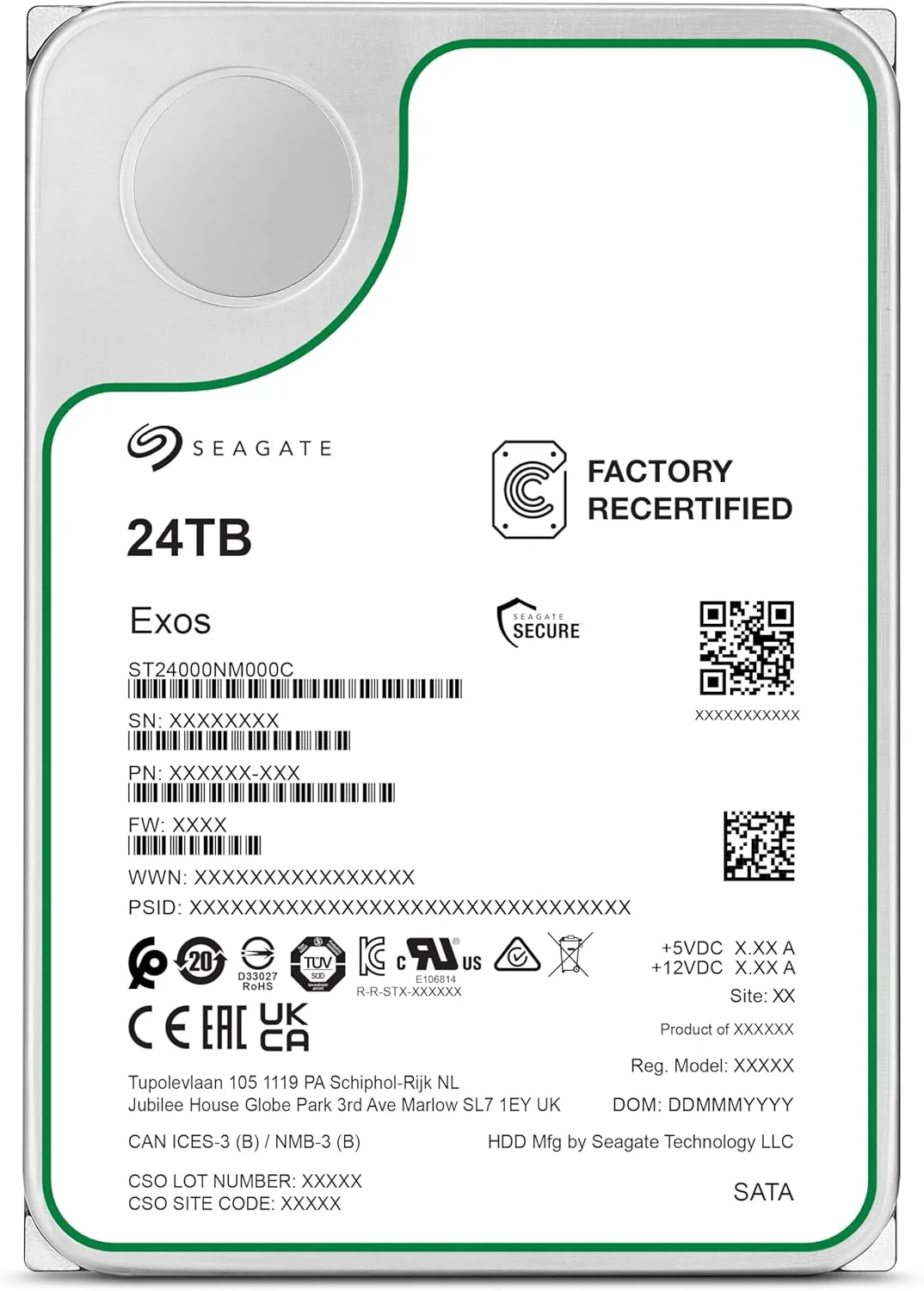Seagate Exos ST24000NM000C 24TB 7.2K RPM SATA 6Gb/s 512e 3.5in Enterprise Hard Drive (Renewed)