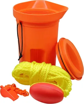 SeaSense Boat Bailer Safety Kit  Dry Storage for Essential Emergency Gear, 1.5Liters  Includes 50 of Rope, Float Buoy & Emergency Whistle  Great For Small Boats, Pontoons, Kayaks & Fishing Vessels