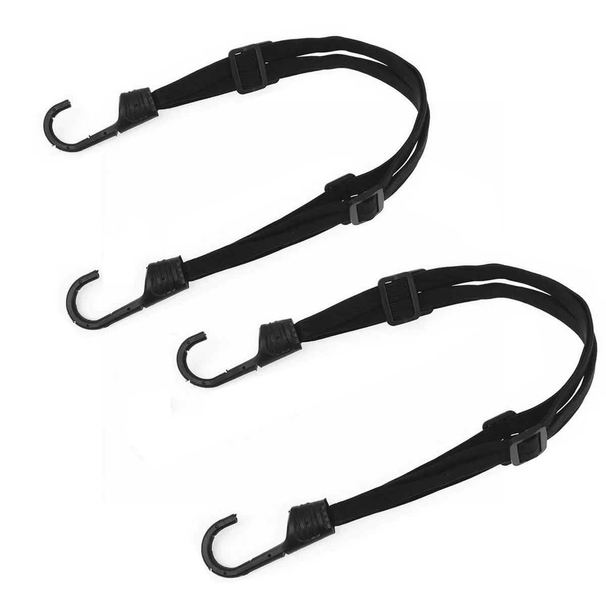 (Set of 2) 60cm 3-fold universal tensioning cable with hooks - black