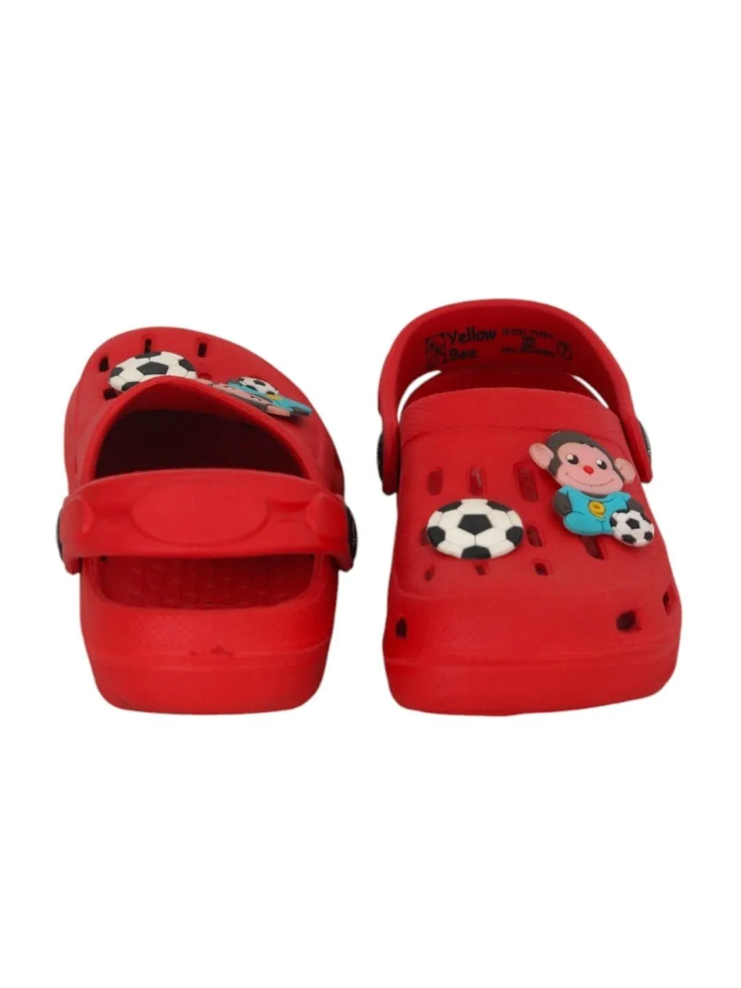 Soccer-Themed Fun Monkey Cartoon and Ball Design Clogs for Boys