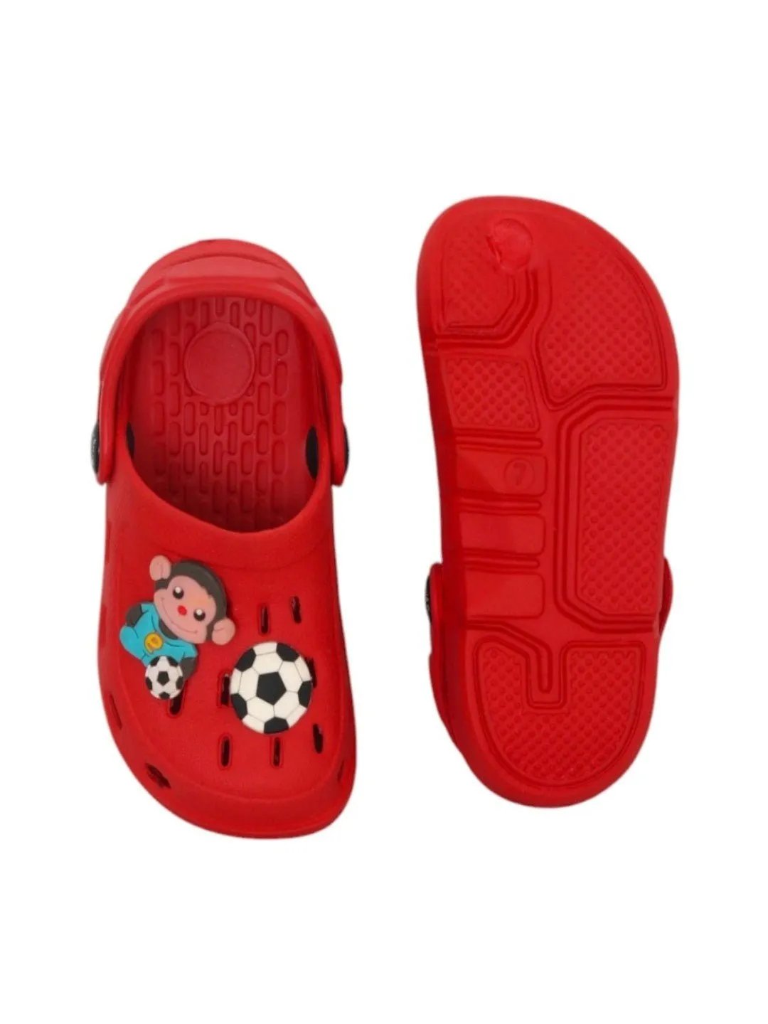 Soccer-Themed Fun Monkey Cartoon and Ball Design Clogs for Boys