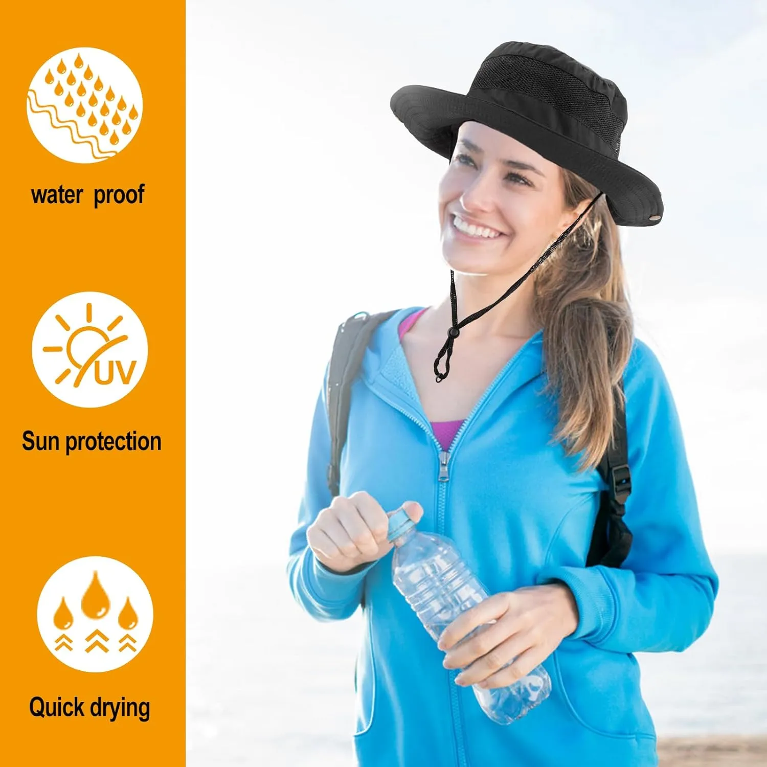 Sun Hats for Men Women Bucket Hat UPF 50 UV Protection Wide Brim with Neck Flap Hiking Beach Fishing Safari Hat