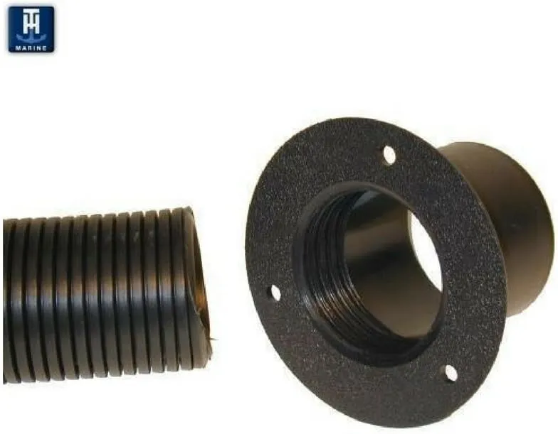 T-H MARINE Outboard Rigging Hose & Flange Kit - 2" Rigging Flange & 4' Marine Hose Protection, Kink-Resistant Design, Flexible Installation for Boat Maintenance and Custom Rigging Solutions - Black