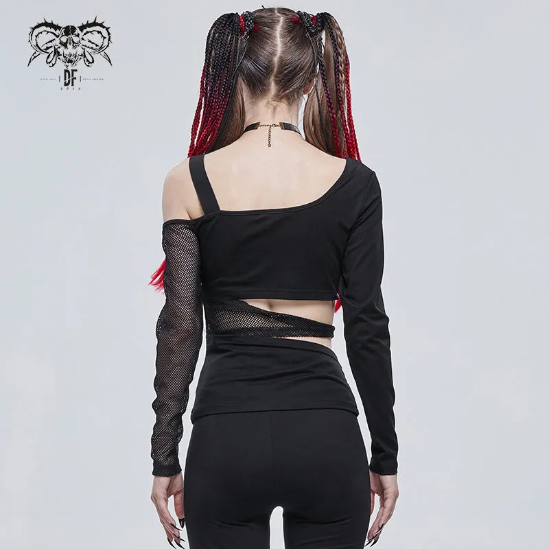 TT175 Hollow out waist Bandage strapless long-sleeved T-shirt
