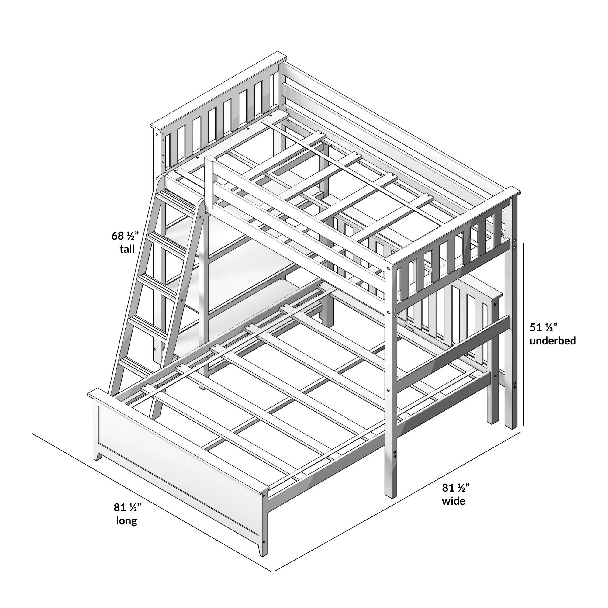 Twin Over Full L-Shaped Bunk Bed With Bookcase