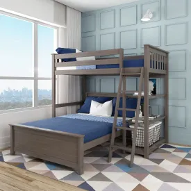 Twin Over Full L-Shaped Bunk Bed With Bookcase