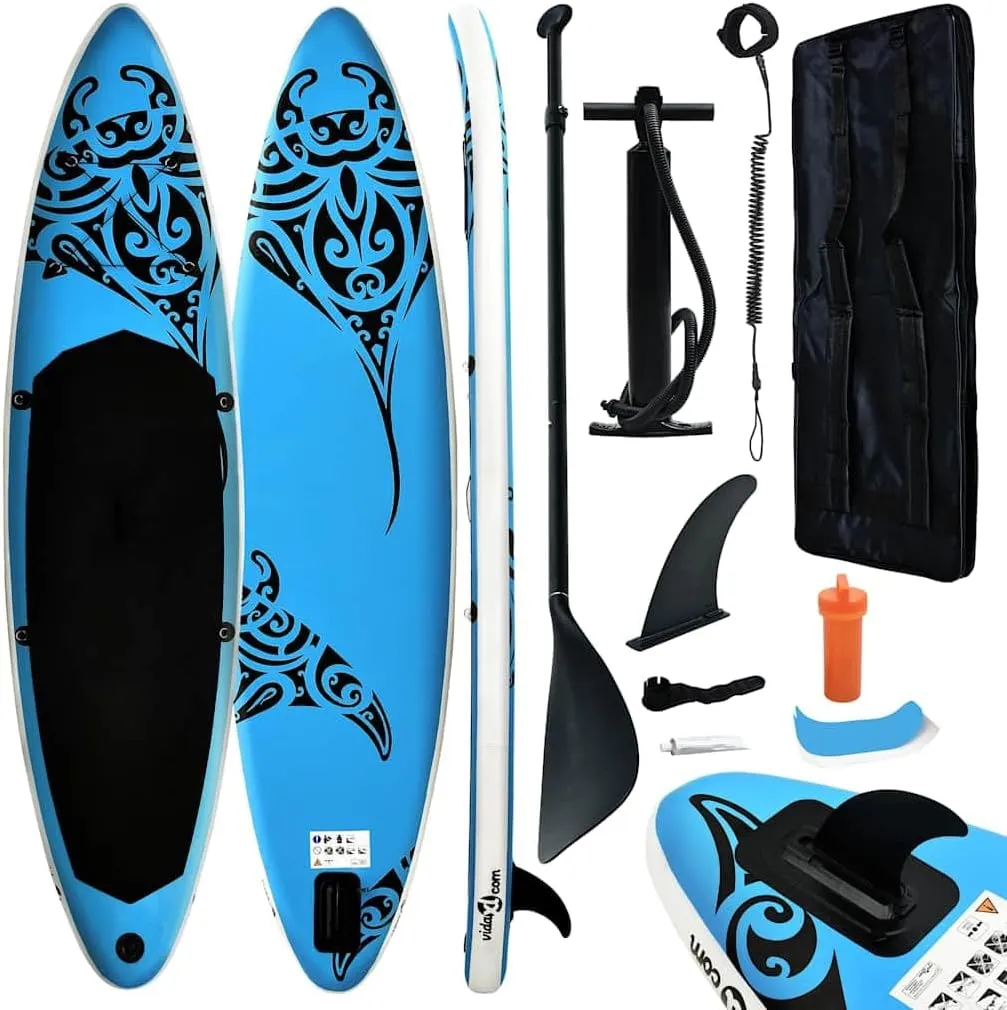 Ultimate Inflatable Stand Up Paddleboard Set for Fun Water Adventures, Durable PVC Material, 144.1" x 29.9" x 5.9", Blue