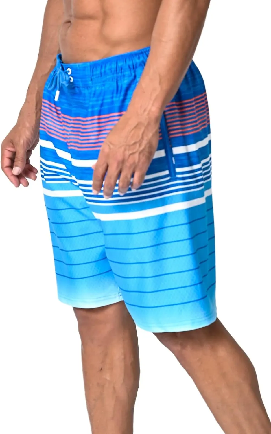 US Apparel Mens Swim Trunks with Pockets Swim Shorts Quick Dry 4-Way Stretch Material Mesh Lining Beach Swimwear