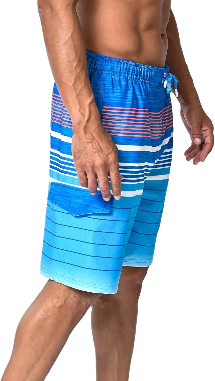 US Apparel Mens Swim Trunks with Pockets Swim Shorts Quick Dry 4-Way Stretch Material Mesh Lining Beach Swimwear