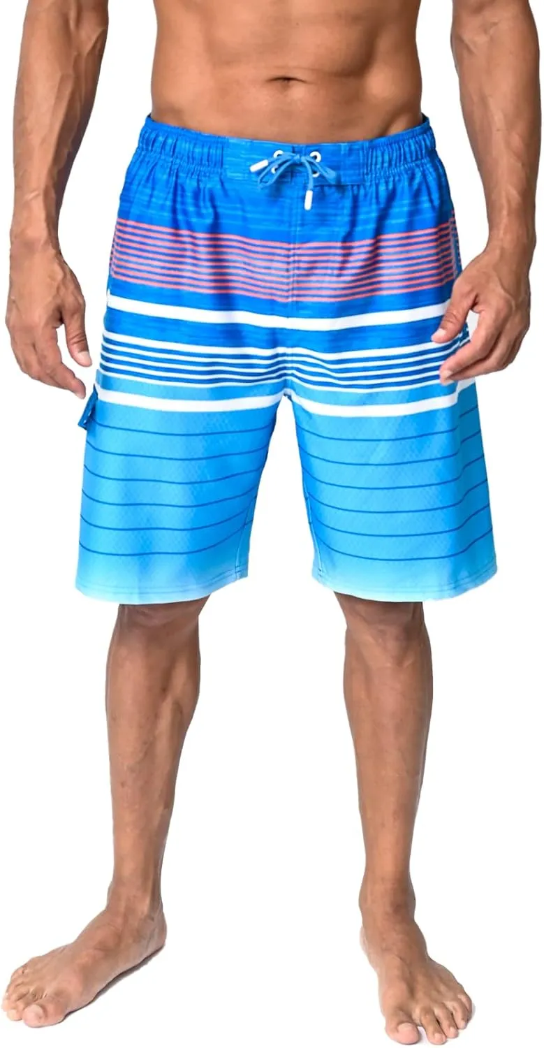 US Apparel Mens Swim Trunks with Pockets Swim Shorts Quick Dry 4-Way Stretch Material Mesh Lining Beach Swimwear