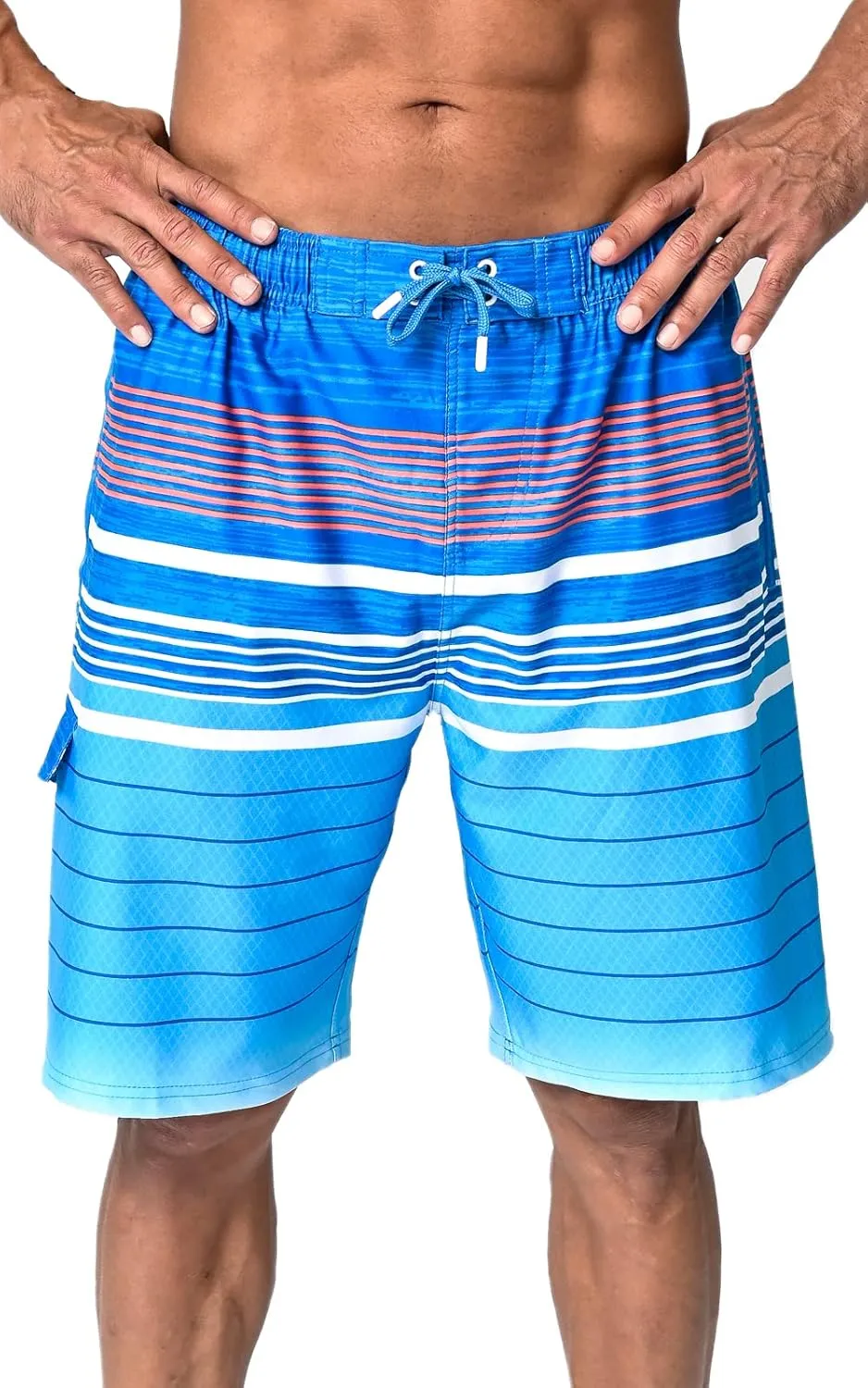 US Apparel Mens Swim Trunks with Pockets Swim Shorts Quick Dry 4-Way Stretch Material Mesh Lining Beach Swimwear