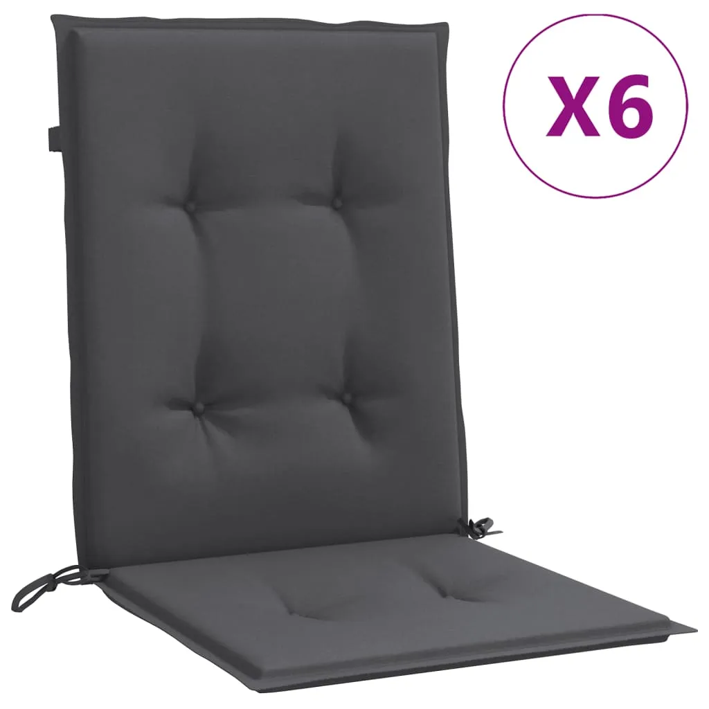 vidaXL Lowback Chair Cushions 6 pcs Melange Anthracite 100x50x4 cm Fabric