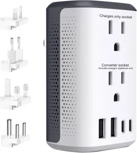 Voltage Converter Us to Europe, 220v to 110v Power Converter Combo, European Plug Converter 2300w Travel Adapter Worldwide, Step Down European, Travel Adapter Worldwide.