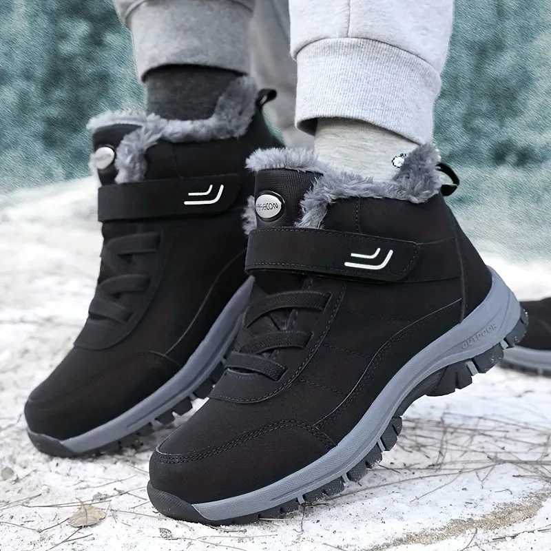 Women's Black Waterproof Non-slip Outdoor Sneakers, Winter Thermal Insulated Shoes, Women's Footwear