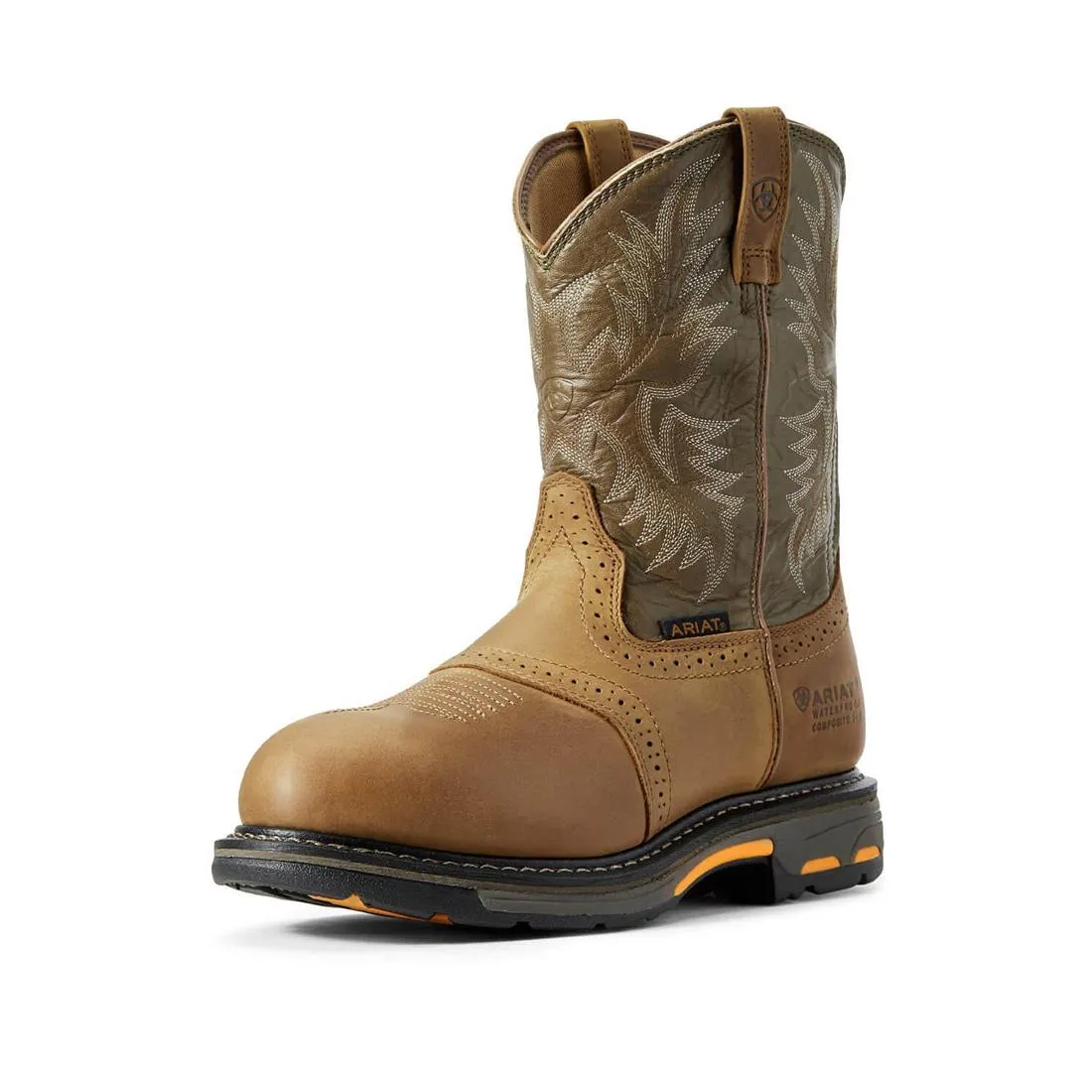 WorkHog Composite-Toe Waterproof Pull-On Round Toe Work Boot Aged Bark