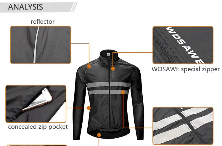 WOSAWE Thin Hooded Reflective Rain Repellent Jacket