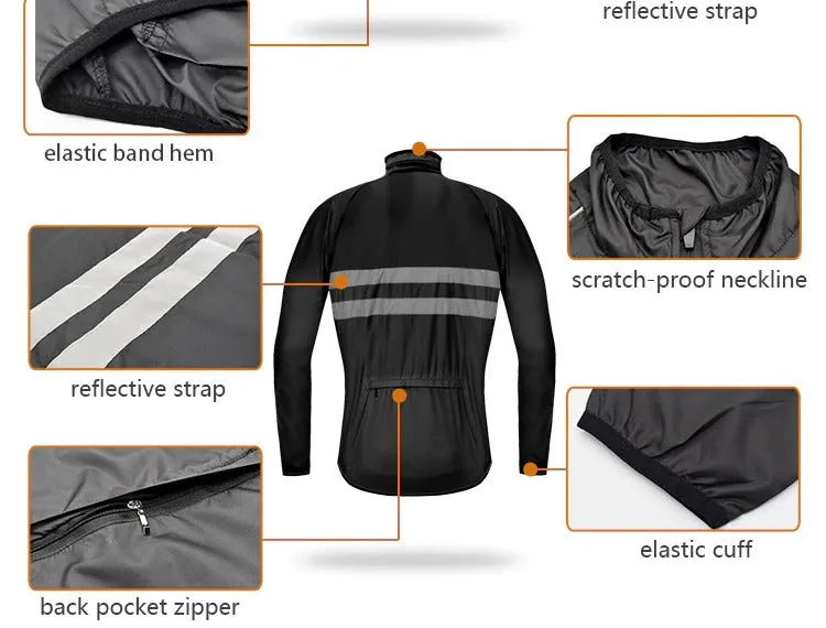 WOSAWE Thin Hooded Reflective Rain Repellent Jacket